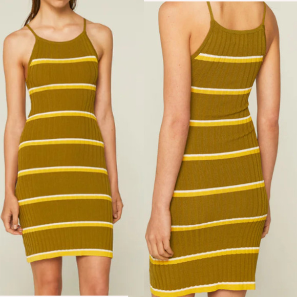 UNIQUE VINTAGE SZ M Compania fantastica green striped knit retro dress NWT B128 - Picture 1 of 8